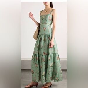 AGUA by Agua Bendita Lima Maxi Dress Orquidea Green Embroidered Floral dress
